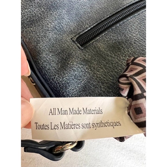 Sondra Roberts Women Squared Shoulder Bag Blue Faux Leather Pocket Outer Zipper - Picture 4 of 10